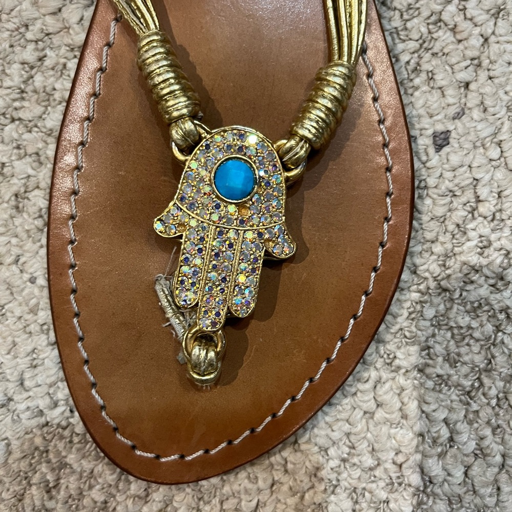 Mystique Egyptian Leather Style Sandals with Crystal Hamza. - Picture 5 of 10